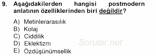 Film ve Video Kültürü 2012 - 2013 Ara Sınavı 9.Soru