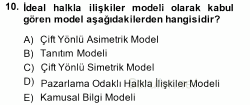 Halkla İlişkiler Yönetimi 2014 - 2015 Ara Sınavı 10.Soru