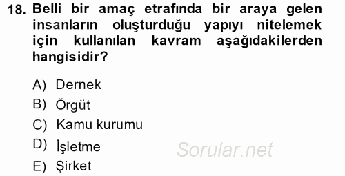 Halkla İlişkiler Yönetimi 2014 - 2015 Ara Sınavı 18.Soru