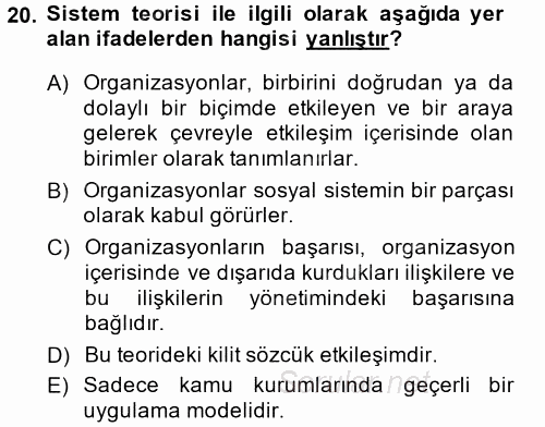 Halkla İlişkiler Yönetimi 2014 - 2015 Ara Sınavı 20.Soru