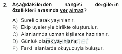 Halkla İlişkiler Uygulama Teknikleri 2013 - 2014 Ara Sınavı 2.Soru