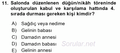 Sosyal Davranış ve Protokol 2015 - 2016 Ara Sınavı 11.Soru