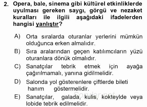 Sosyal Davranış ve Protokol 2015 - 2016 Ara Sınavı 2.Soru