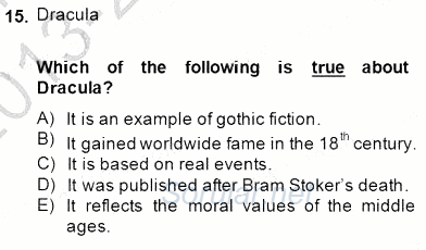 İngiliz/Amerikan Edebiyatı 1 2013 - 2014 Dönem Sonu Sınavı 15.Soru