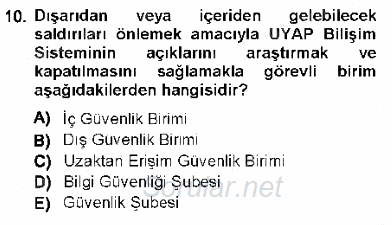 Ulusal Yargı Ağı Projesi 1 2012 - 2013 Ara Sınavı 10.Soru