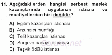 Özel Vergi Hukuku 1 2012 - 2013 Tek Ders Sınavı 11.Soru