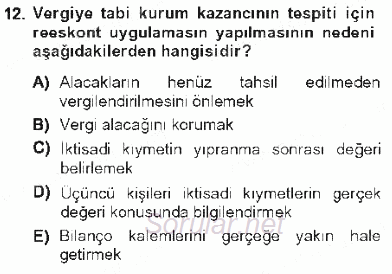 Özel Vergi Hukuku 1 2012 - 2013 Tek Ders Sınavı 12.Soru