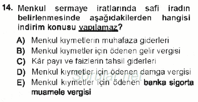 Özel Vergi Hukuku 1 2012 - 2013 Tek Ders Sınavı 14.Soru