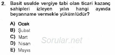 Özel Vergi Hukuku 1 2012 - 2013 Tek Ders Sınavı 2.Soru