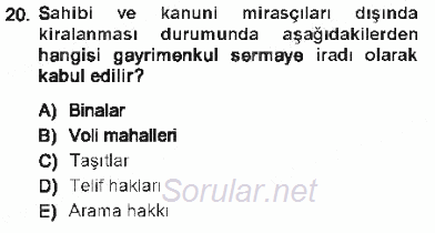 Özel Vergi Hukuku 1 2012 - 2013 Tek Ders Sınavı 20.Soru