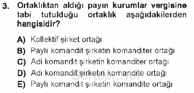 Özel Vergi Hukuku 1 2012 - 2013 Tek Ders Sınavı 3.Soru