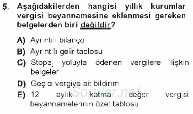 Özel Vergi Hukuku 1 2012 - 2013 Tek Ders Sınavı 5.Soru