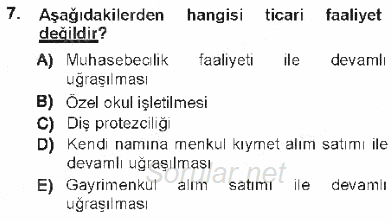 Özel Vergi Hukuku 1 2012 - 2013 Tek Ders Sınavı 7.Soru