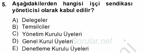 Toplu İş Hukuku 2012 - 2013 Ara Sınavı 5.Soru