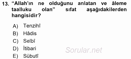 Kelam'A Giriş 2016 - 2017 Dönem Sonu Sınavı 13.Soru