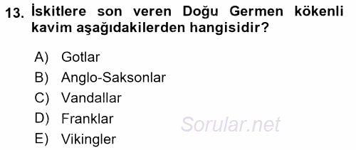 Eski Anadolu Tarihi 2016 - 2017 Dönem Sonu Sınavı 13.Soru