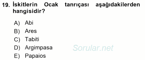 Eski Anadolu Tarihi 2016 - 2017 Dönem Sonu Sınavı 19.Soru