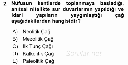 Eski Anadolu Tarihi 2016 - 2017 Dönem Sonu Sınavı 2.Soru