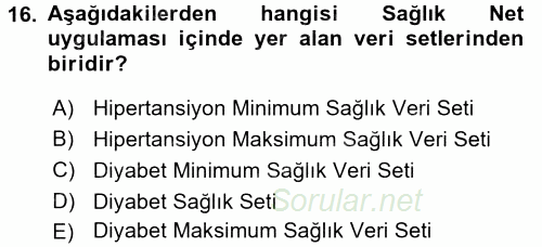 Evde Yaşlı Bakım Hizmetleri 2017 - 2018 3 Ders Sınavı 16.Soru