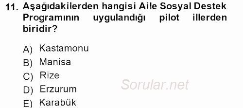 Sosyal Hizmet Uygulamaları 2013 - 2014 Ara Sınavı 11.Soru