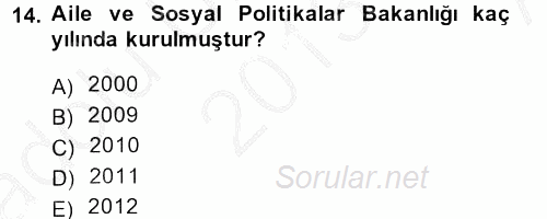 Sosyal Hizmet Uygulamaları 2013 - 2014 Ara Sınavı 14.Soru