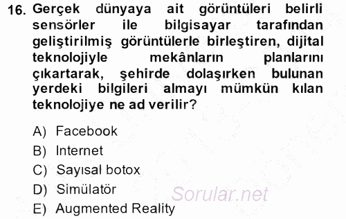 Görsel Kültür 2013 - 2014 Dönem Sonu Sınavı 16.Soru