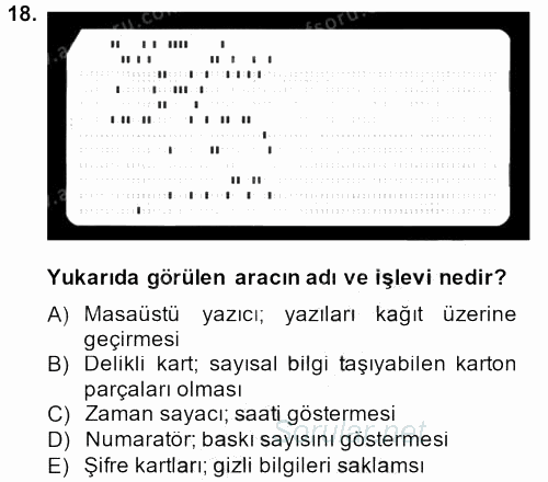 Görsel Kültür 2013 - 2014 Dönem Sonu Sınavı 18.Soru