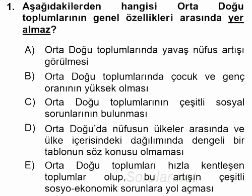 Orta Doğuda Siyaset 2016 - 2017 Ara Sınavı 1.Soru