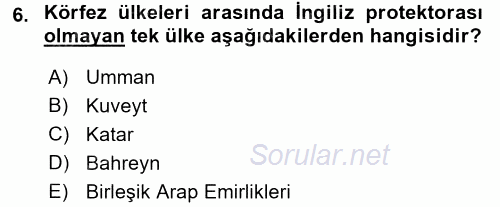 Orta Doğuda Siyaset 2016 - 2017 Ara Sınavı 6.Soru