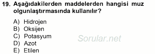 Örtü Altı Üretim Sistemleri 2014 - 2015 Tek Ders Sınavı 19.Soru