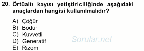 Örtü Altı Üretim Sistemleri 2014 - 2015 Tek Ders Sınavı 20.Soru