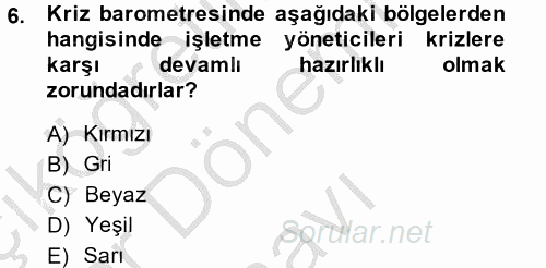 Kriz İletişimi Ve Yönetimi 2013 - 2014 Dönem Sonu Sınavı 6.Soru