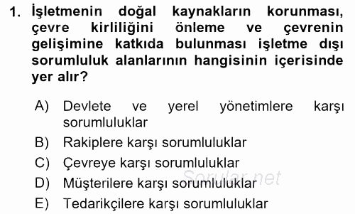 Kurumsal Sosyal Sorumluluk 2015 - 2016 Tek Ders Sınavı 1.Soru