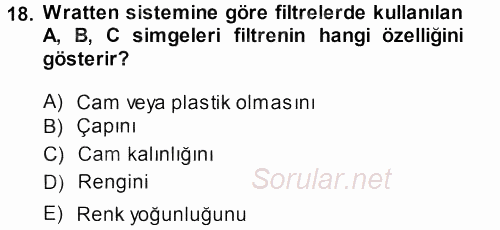 Temel Fotoğrafçılık 2013 - 2014 Dönem Sonu Sınavı 18.Soru