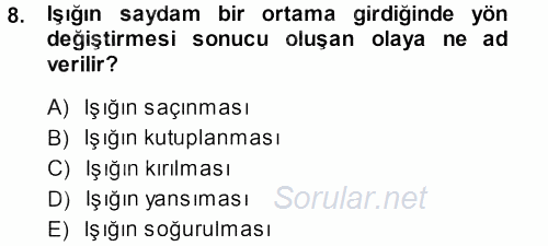 Temel Fotoğrafçılık 2013 - 2014 Dönem Sonu Sınavı 8.Soru