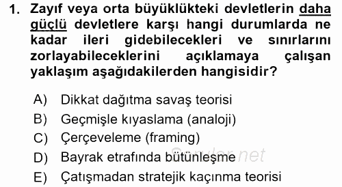 Diş Politika Analizi 2016 - 2017 3 Ders Sınavı 1.Soru