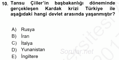 Diş Politika Analizi 2016 - 2017 3 Ders Sınavı 10.Soru