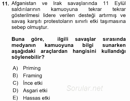 Diş Politika Analizi 2016 - 2017 3 Ders Sınavı 11.Soru