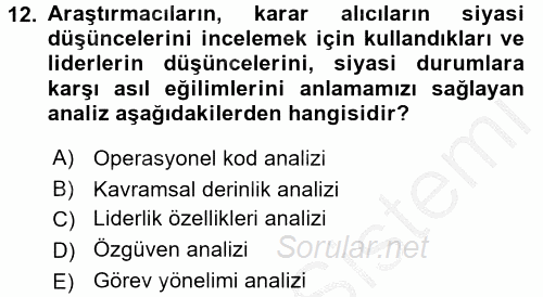 Diş Politika Analizi 2016 - 2017 3 Ders Sınavı 12.Soru