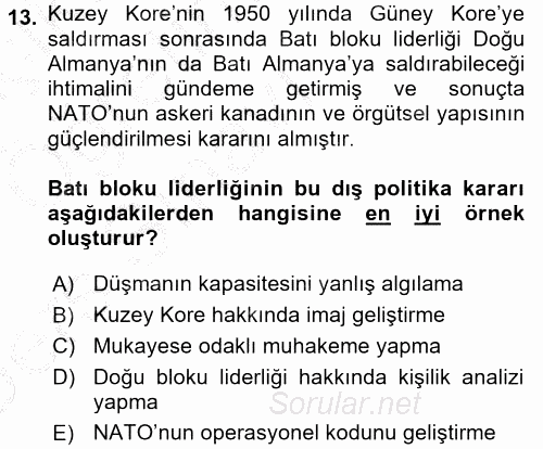 Diş Politika Analizi 2016 - 2017 3 Ders Sınavı 13.Soru