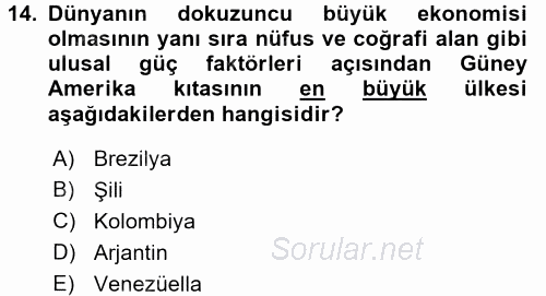 Diş Politika Analizi 2016 - 2017 3 Ders Sınavı 14.Soru