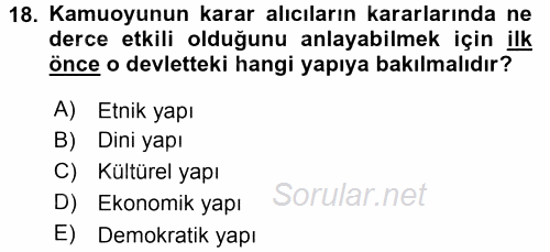 Diş Politika Analizi 2016 - 2017 3 Ders Sınavı 18.Soru