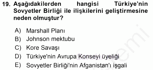 Diş Politika Analizi 2016 - 2017 3 Ders Sınavı 19.Soru