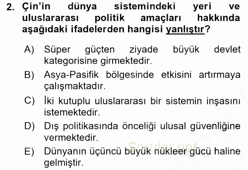 Diş Politika Analizi 2016 - 2017 3 Ders Sınavı 2.Soru