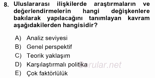 Diş Politika Analizi 2016 - 2017 3 Ders Sınavı 8.Soru