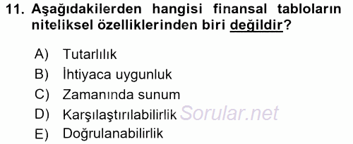 Dönemsonu İşlemleri 2016 - 2017 Ara Sınavı 11.Soru