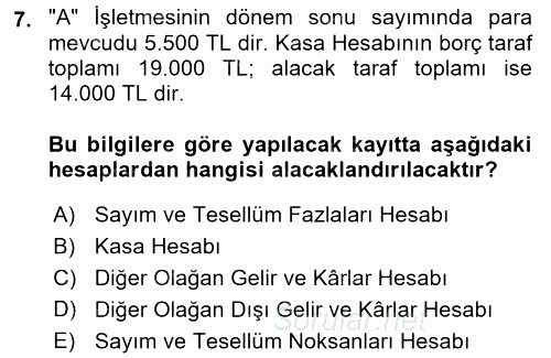 Dönemsonu İşlemleri 2016 - 2017 Ara Sınavı 7.Soru