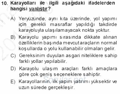 Turizm Ulaştırması 2013 - 2014 Ara Sınavı 10.Soru