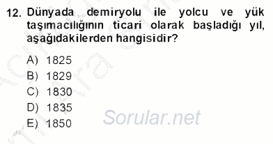 Turizm Ulaştırması 2013 - 2014 Ara Sınavı 12.Soru