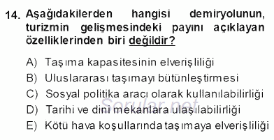 Turizm Ulaştırması 2013 - 2014 Ara Sınavı 14.Soru
